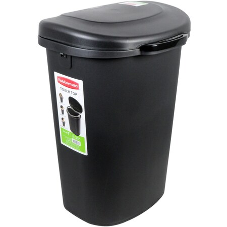 Rubbermaid Rubbermaid 13 gal Black Plastic Touch Top Trash Can 1843024